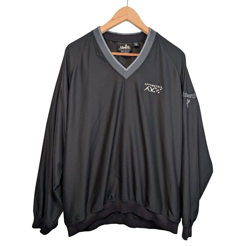 Ashworth Mens Medium Golf Windbreaker V Neck Pullover Lightweight Jacket
